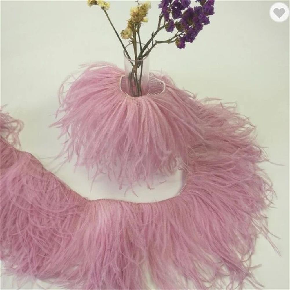 Feather10-15CM Pink Ostrich Feather Trim Fringe No Ribbon for Wedding Party Dress Sewing Accessories 1M Fluffy Multicolor Plumas Fabric