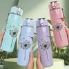 1PC Dandelion Hummingbird Silhouette 750ml Color Plastic Sports Water Bottle Leakproof Flip Straw Lid Suitable for Sports Office Home Use