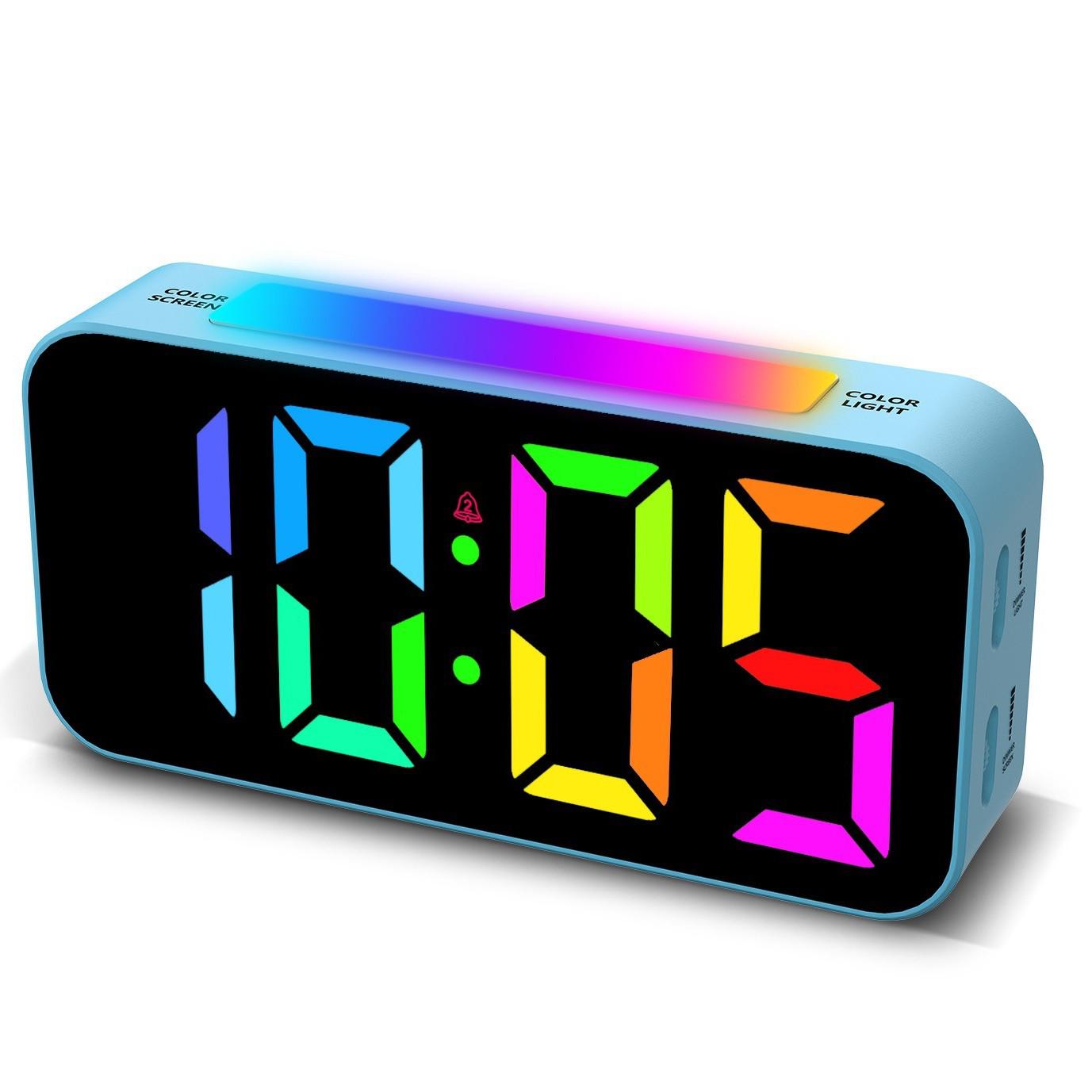 

Многофункциональный светодиодный будильник RGB для студентов - цветной цифровой светящийся дисплей синий