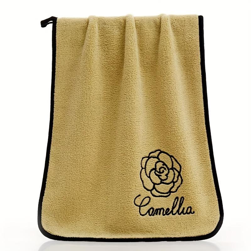 

1 шт. Полотенце из кораллового флиса с вышивкой «Хлопок», мягкое, хорошо впитывающее, не линяющее, для сушки волос, умывания лица, домашней ванны 35x75cm светло-зеленый