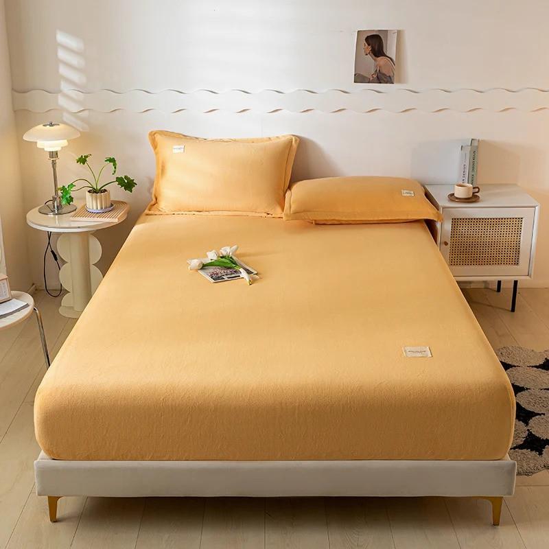 High-quality Soft Velvet Fitted Sheet with Elastic Bands Non Slip Adjustable Mattress Covers for Single Double King Queen Bed 160x200cm