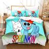 S-Sprunki 3PCS Bedding Set, Duvet Cover + 2 Pillowcases, Colorful Music Game Print Soft Microfiber for Gamers Fans Decor