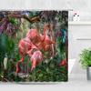 Plant Africa Leopard Shower Curtain Tropical Palm Leaf Zebra Toucan Flamingo Jungle Wild Animal Bathroom Decor Bath Curtains Set