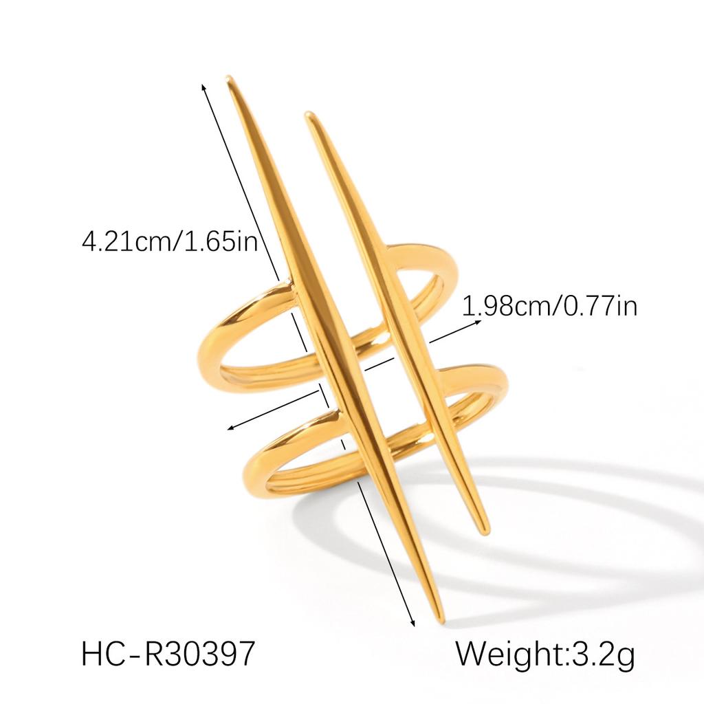 Euro-American style stainless steel open ring, niche design irregular titanium steel ring, non-fading finger ring