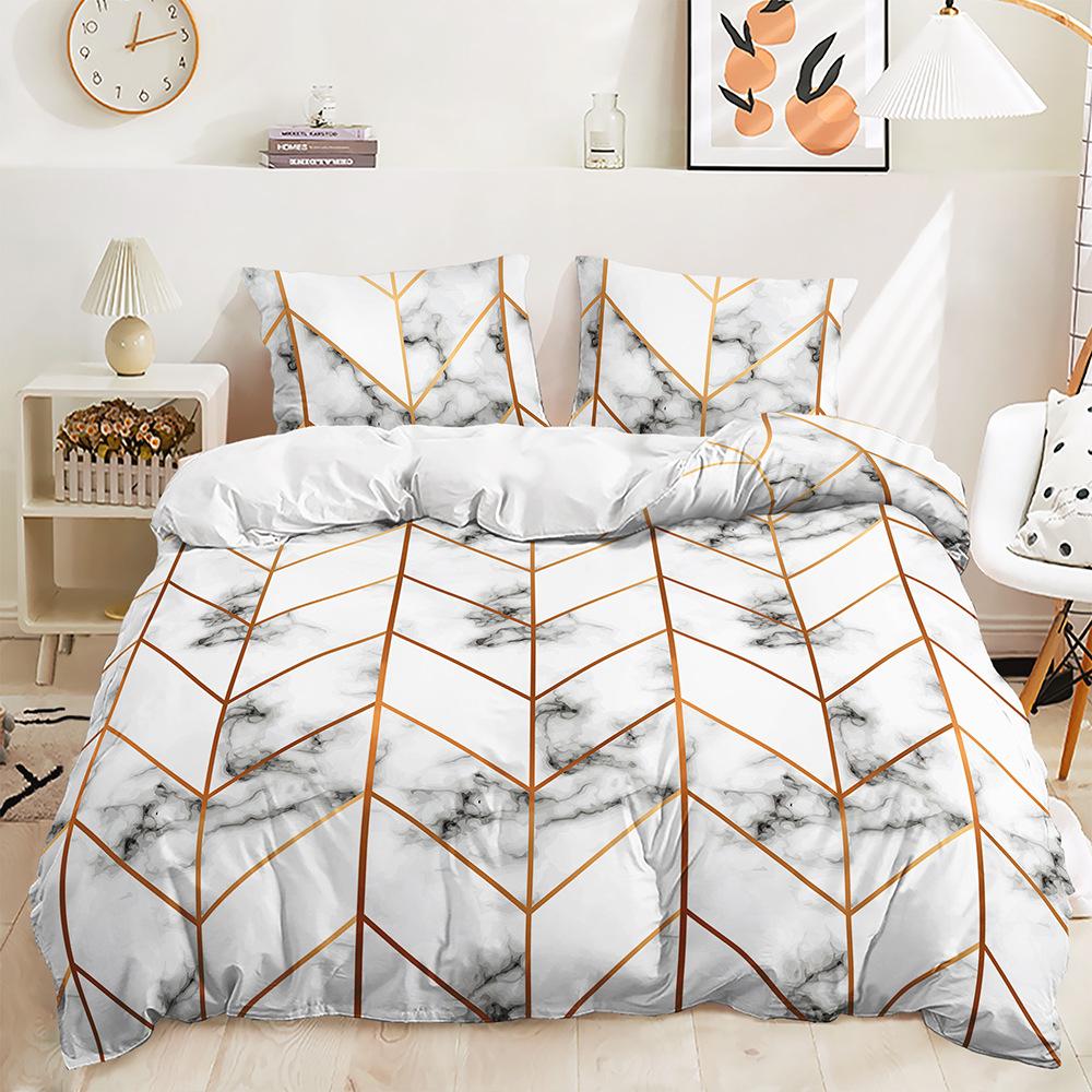 Zestaw Trzech Elementów Poszewka na Kołdrę 3D Styl Nordycki Geometryczne Linie Zestaw Pościeli Podwójnej