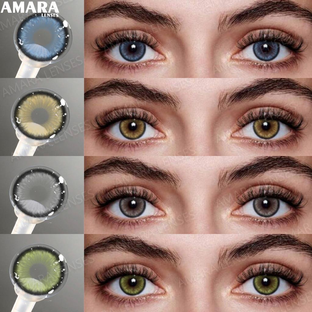 AMARA Gray Color Contact Lens 1 Pair Yearly Coloured Contact Lenses Brown Lenses for Party Cute Eyes Contacts Daily Eye Makeup