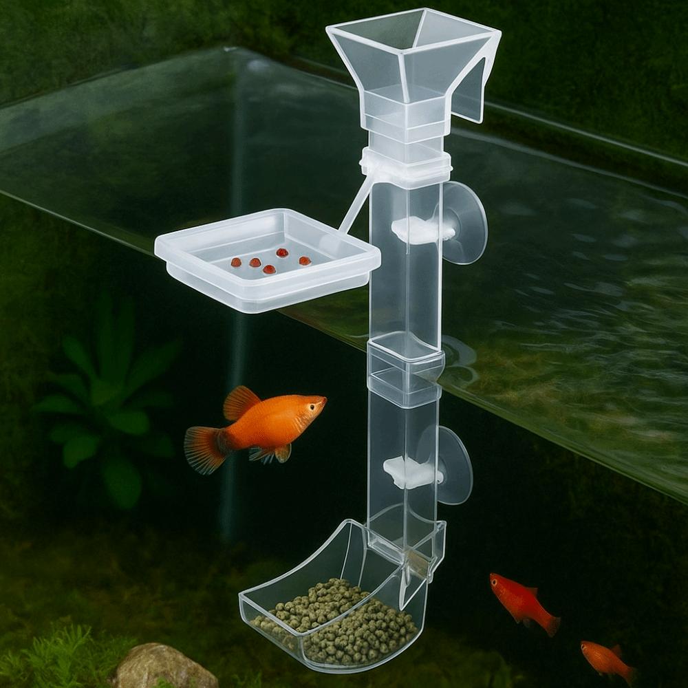 Wall-mounted Shrimp Feeding Device Acrylic Aquarium Feeder Tube  for Shrimp Fishes Snail