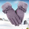 Warm gloves Suede women's students cute outdoor riding fleece thickened cold-proof autumn and winter gloves