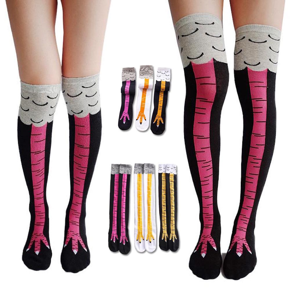 Women's Trendy Ostrich Chicken Feet Over-the-Knee Compression Socks for Spring, Autumn, and Winter