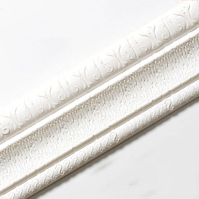 1PC 2.3m/90.55inch 3D Pattern Wallpaper Decorative Line Skirting Line Decoration Self-adhesive Living Room Wall Border Sticker