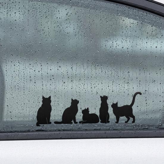 Yangyizhi Car Sticker, Waterproof PVC Self-adhesive Traceless Auto Decal, Five Cats Pattern Sticker for Fuel Tank Caps Windows Luggage Skateboards