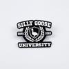 Funny Cartoon Big White Goose Brooch Set - English Letter Accessories for Backpacks & Clothing