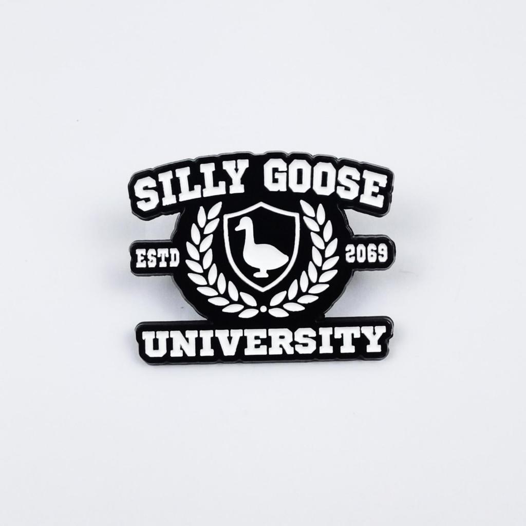 Funny Cartoon Big White Goose Brooch Set - English Letter Accessories for Backpacks & Clothing
