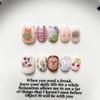 Hand-Painted Press-On Nails Short Square Cat Eye Design Cute Kawaii Style Wearable Nail Tips Women
