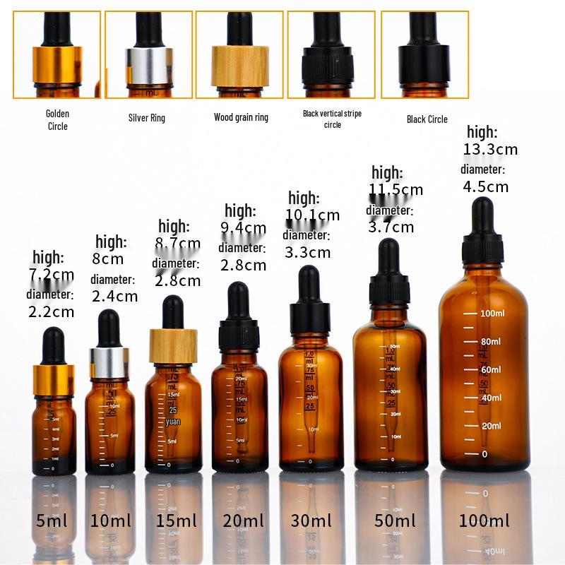 Brown Glass Essential Oil Dropper Bottle with Scale - Available in 5ml, 10ml, 20ml Sizes