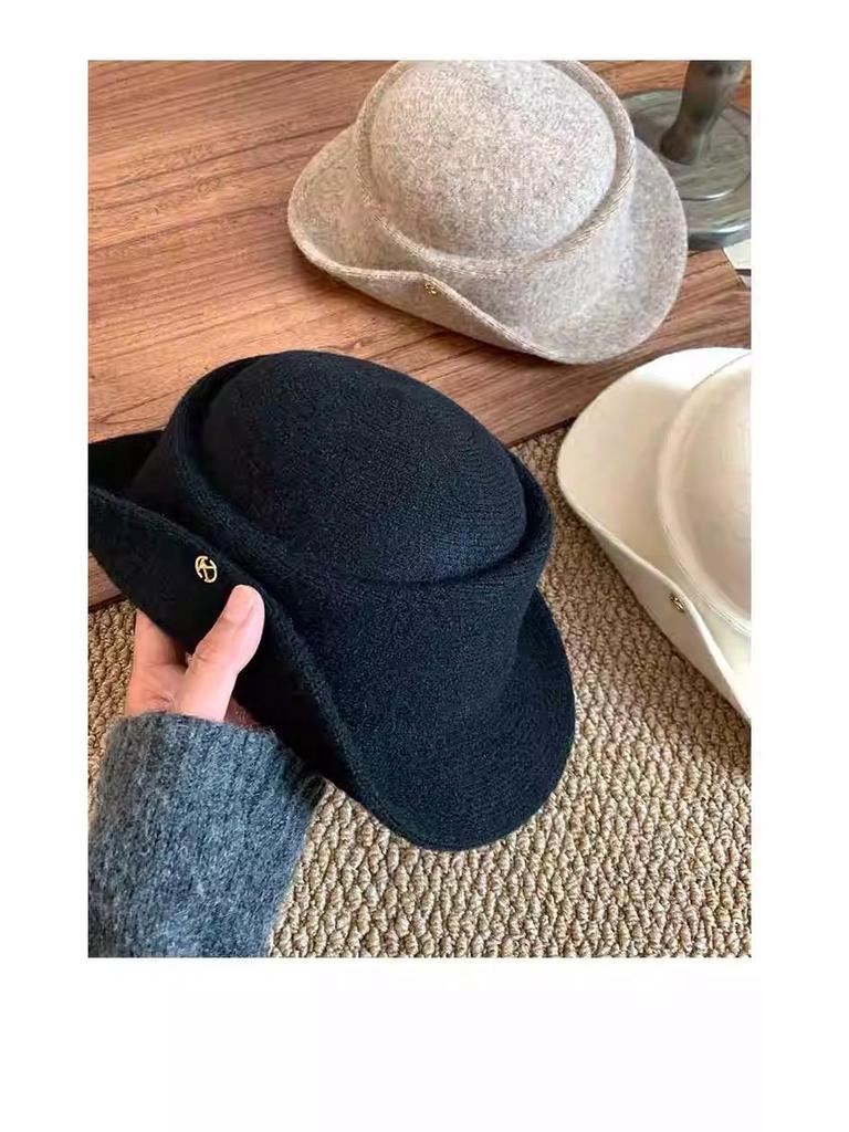 Korean-Style Rolled Brim Beret for Women - Elegant, Versatile Spring & Autumn Fashion Hat
