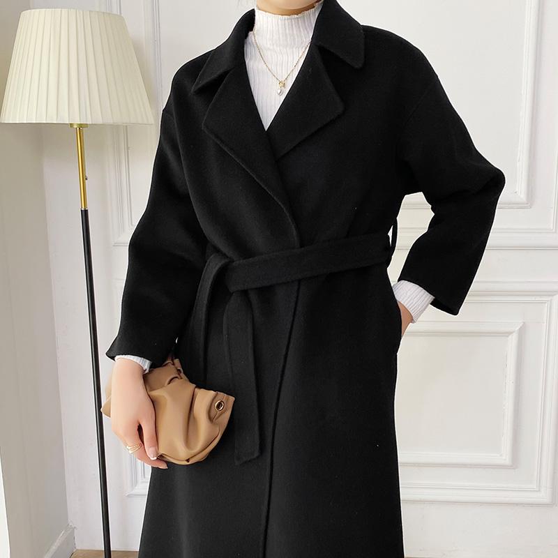 Women Wool Coat TIDENOVEL 100% Wool Autumn Wool Long Coat Handmade Loose Pea Coat Winter Warm Wool Long Jacket Cashmere Overcoat