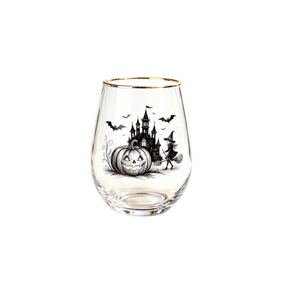Copo de Vidro Estampado de Halloween para e Bebidas, Copo de Vidro Reutilizável para Casa
