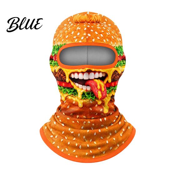 Cold Weather Face Mask Hamburger Print Skii for Winter French Fries Chicken Fastfood Cycling Guard Pattern Neck Gaiter Balaclava Velvet Full
