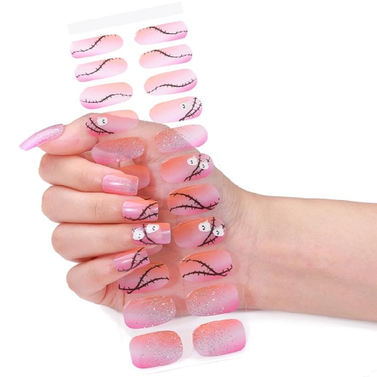 Halloween Full Nail Strips Full Nail Wraps Luminous Halloween Nails Stickers Gel Nail Strips Nails Art Decoration