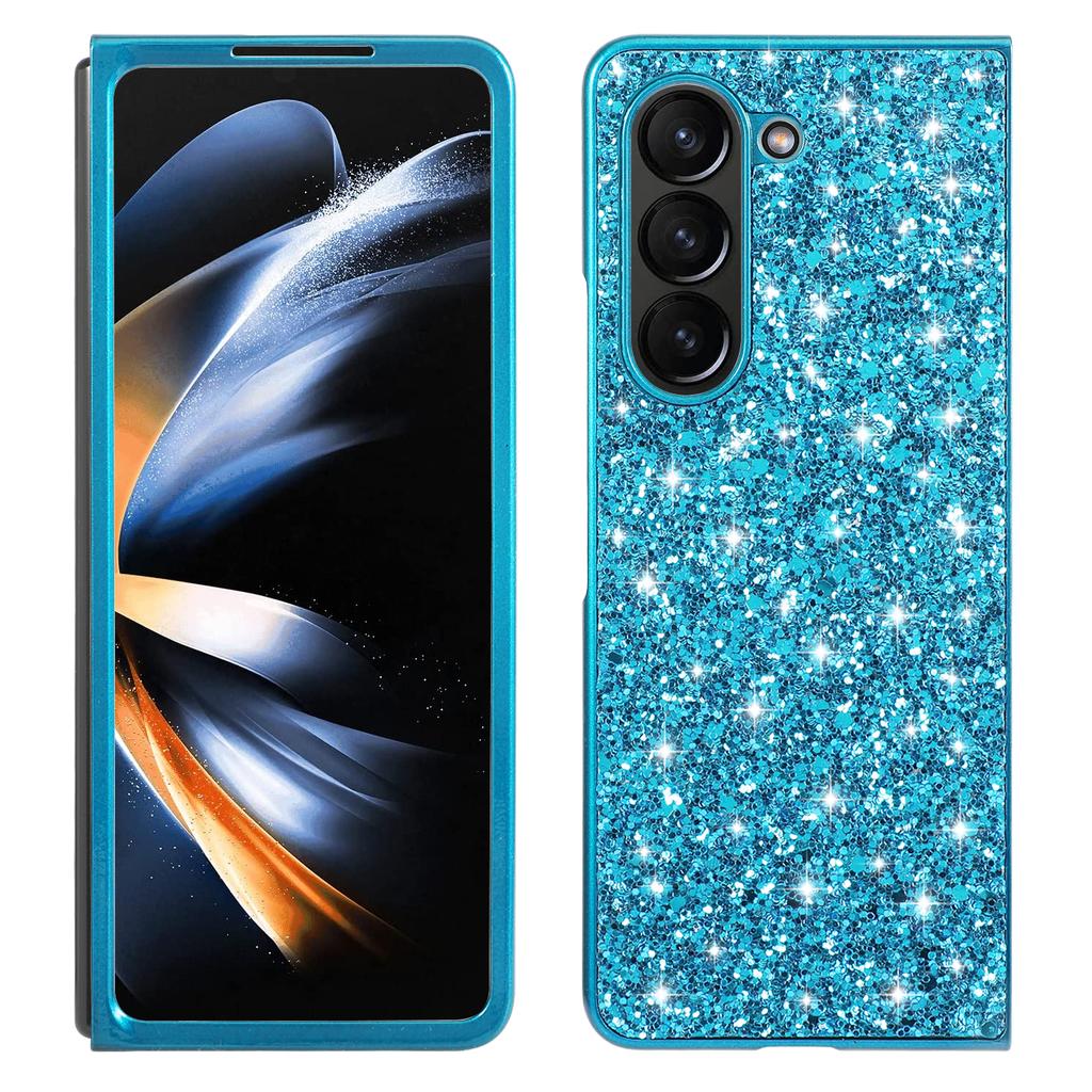 For Samsung Galaxy Z Fold5 5G Glitter Sequins Phone Case Electroplating TPU Frame Hard PC Back Cover