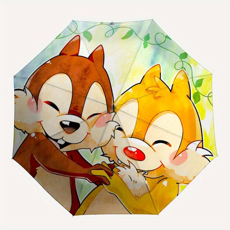 

1pc Chip and Dale Automatic Umbrella , Compact Folding Design - Heavy-Duty 8-Rib, Lightweight Portable Umbrella for Women/Men yy250801003