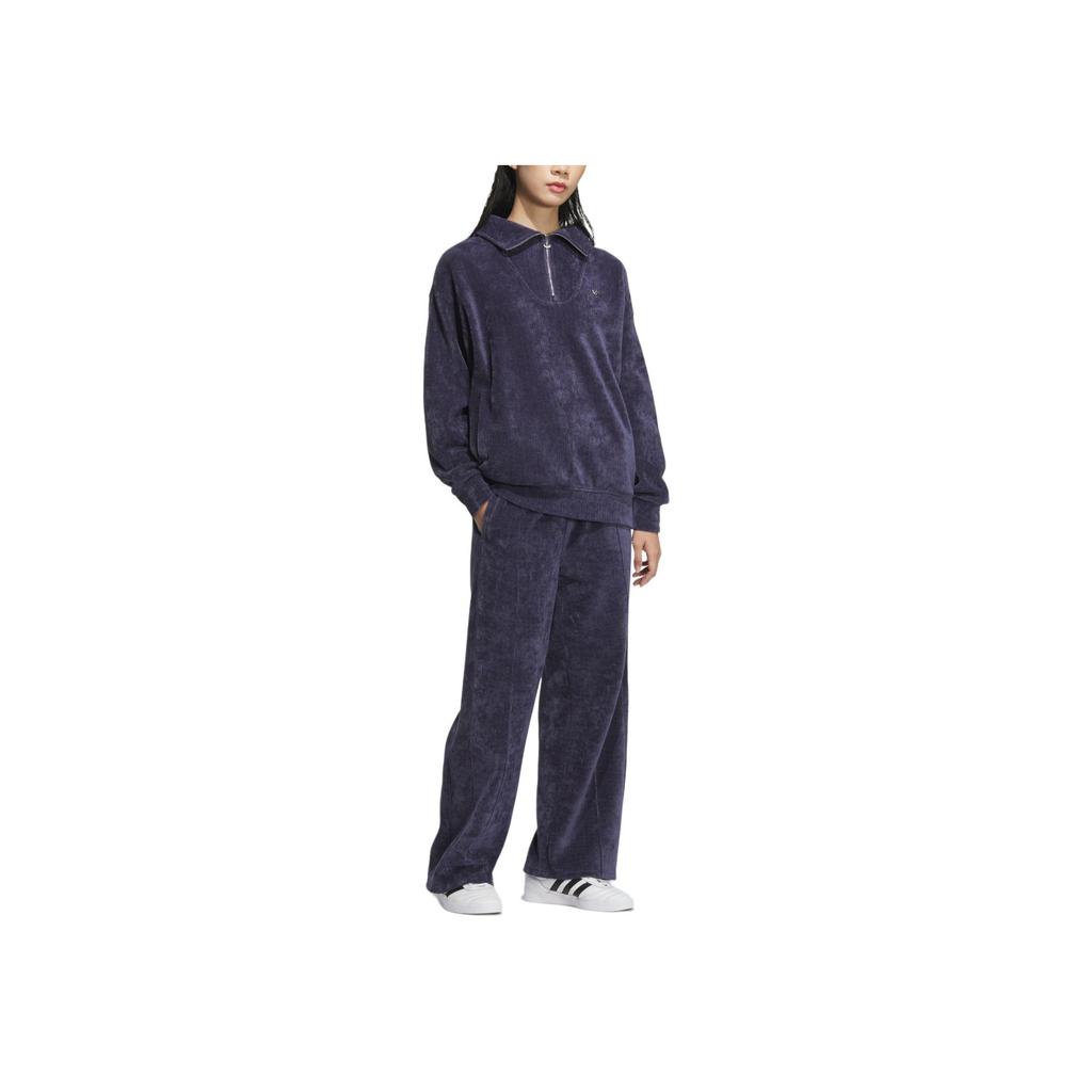 Adidas Originály Volné Pohodlné Kalhoty Jednobarevné Pohodlné Všestranné Ležérní Pletené Sportovní Kalhoty Dámské Kalhoty Tmavě Modré JM8064