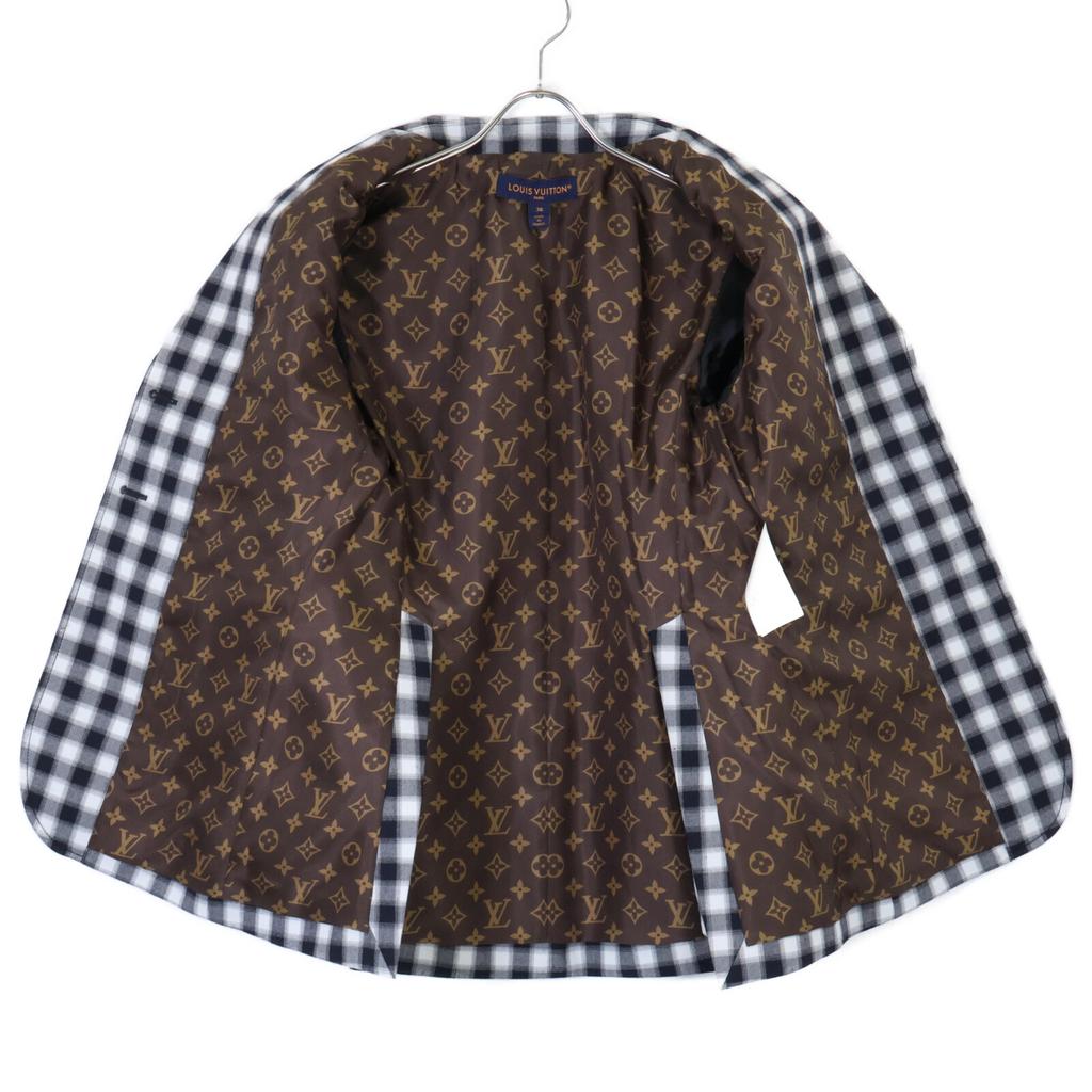 LOUIS VUITTON [Good condition/Domestic regular/2011 model] RW232W 012 FPVB01 Vichy check plain pie blazer/ Jacket 38 Black WhiteUsed