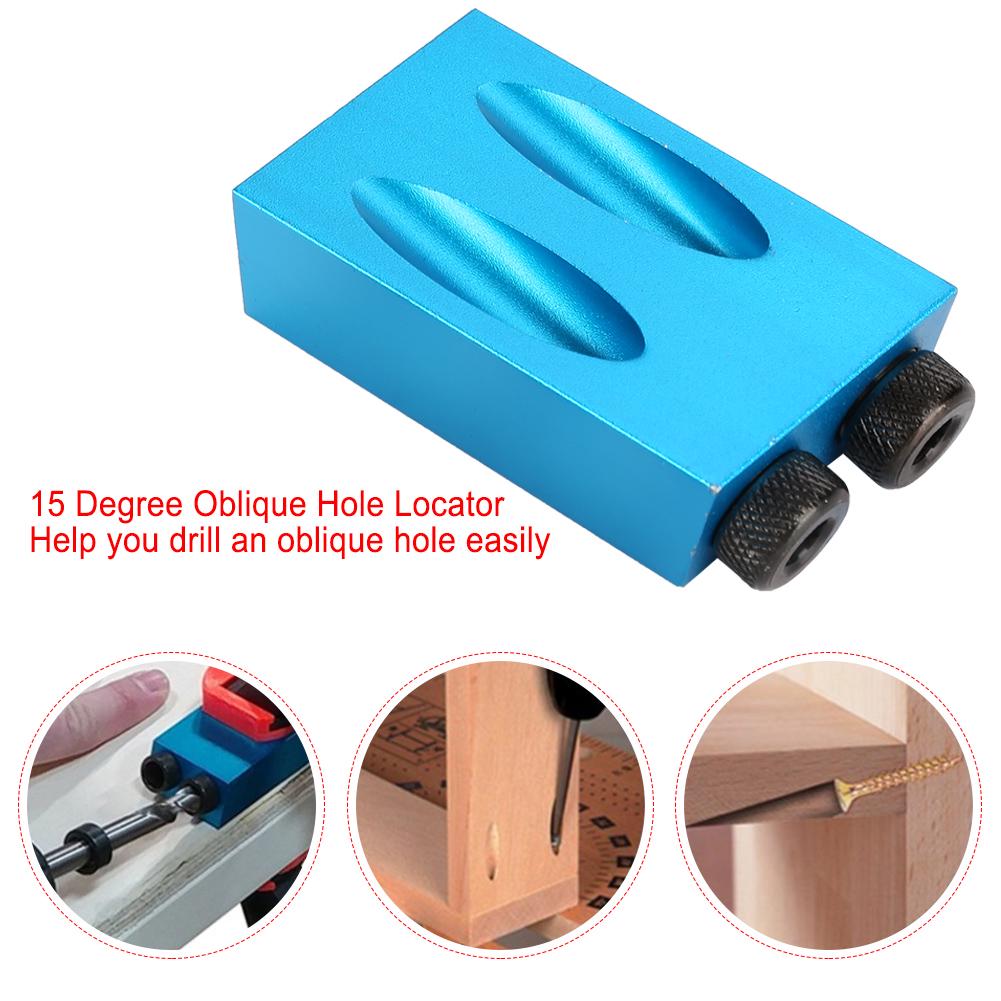 15 Degree Woodwork Guide Oblique Hole Positioner 6810mm Woodwork Locator Blue