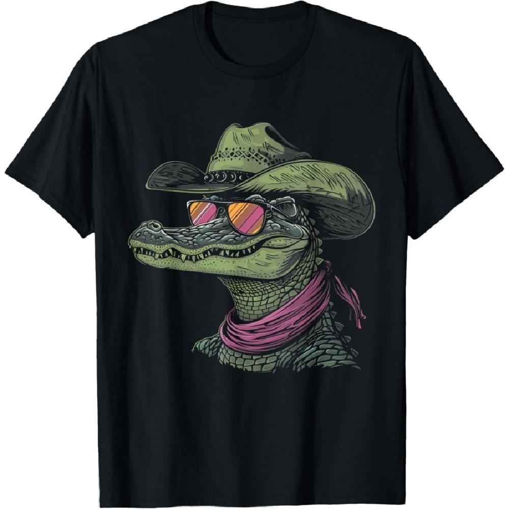 Alligator Cowboy Hat Gator Crocodile Reptile Lover Funny T-Shirt