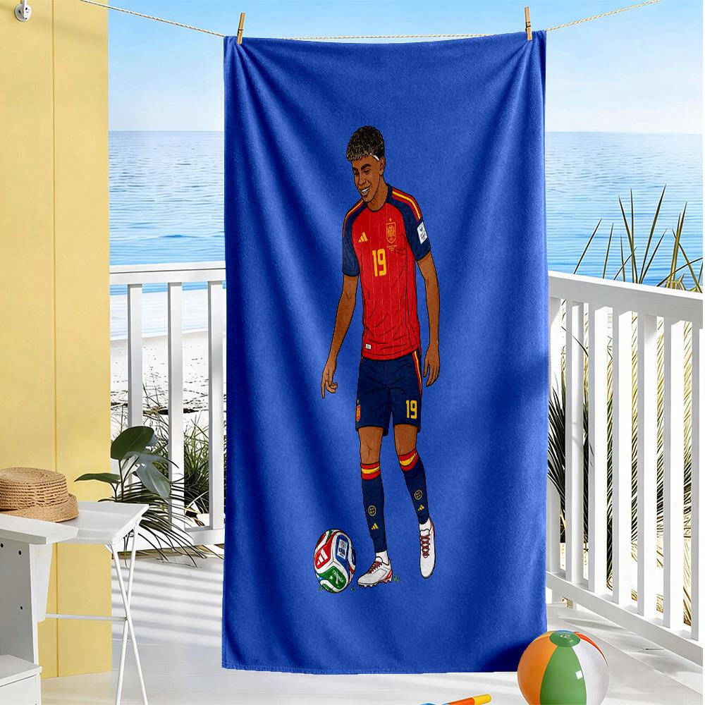 Lamine Yamal Spain Soccer Player Beach Towel Super Soft Microfiber Quickdry Fabric Comfortable Lightweight