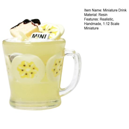 Miniature Drink Model Handmade Summer Mini Banana Drink Doll Accessory for 1:12 Scale Miniature Dessert Table