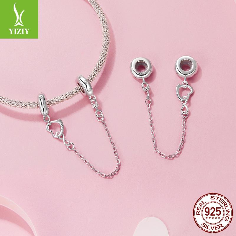 Infinite Love Silicone Safety Chain 925 Silver Diy Bracelet String Bead Accessories Charm Mother'S Day