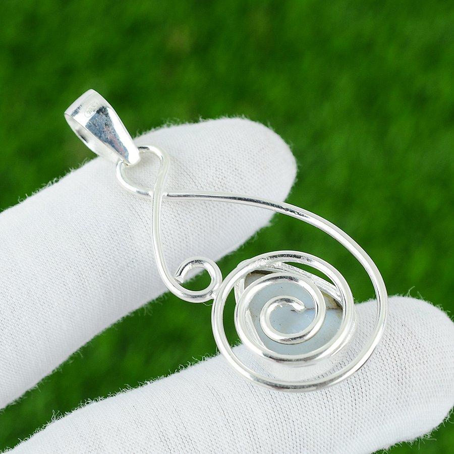 Gift For Her 925 Sterling Silver Natural Owyhee Blue Opal Gemstone Pendant