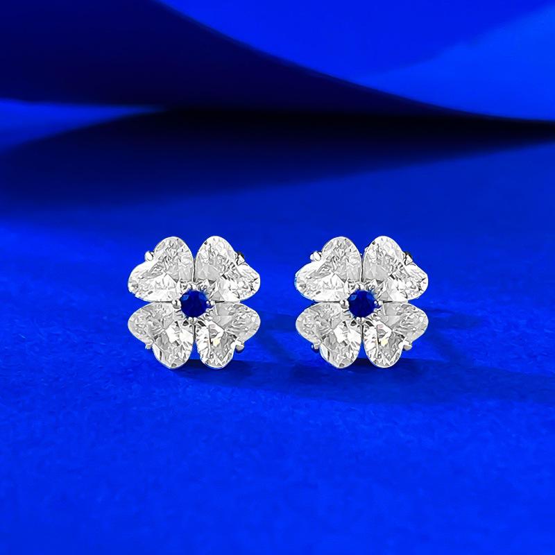 

Серьги-пусеты в форме клевера-четырехлистника в форме сердца, легкая роскошь на каждый день 925 Silver