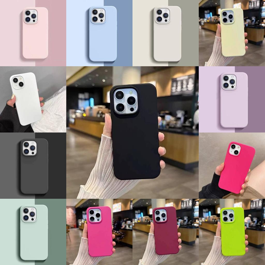 14 Iphone For Pro Solid Color Liquid Silicone Phone Case With Absorption Shock