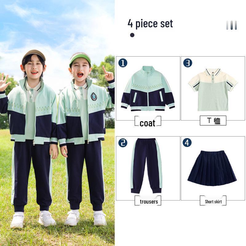 Set Uniforme Sportiva Autunnale per la Prima Elementare: Giacca a vento invernale e completo a tre pezzi per la scuola materna