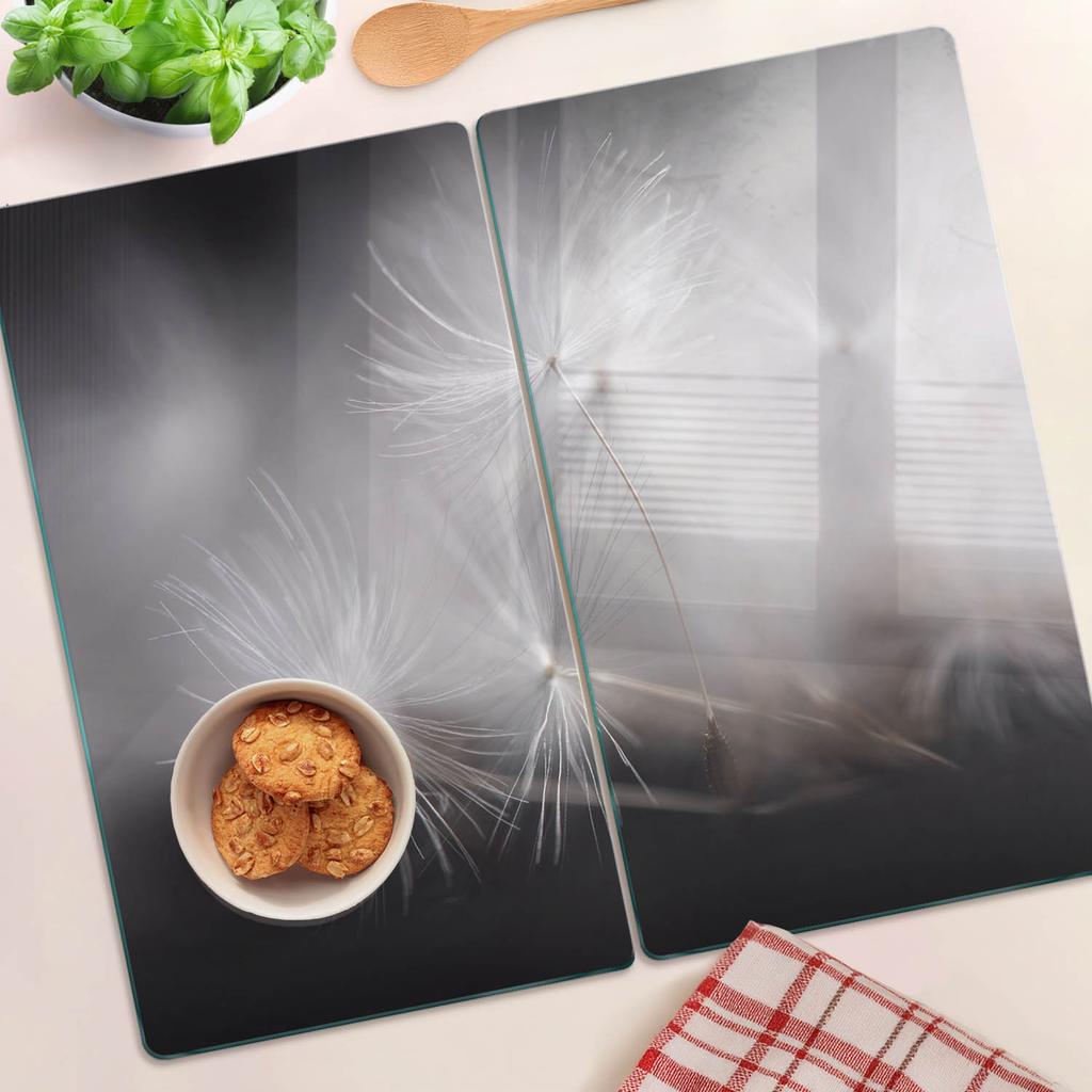 Durable and Stylish Glass Kitchen Boards with Dandelion Pattern 2x30x52 Cm