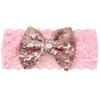 Barn Baby Girl Paljett Spets Bowknot Hårband Blinkande Turban Pannband Pannband