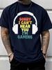 Unisex Black Crew Neck Tee Headphone Gaming Letter Print Oversized Short Sleeve Unisexs Summer Streetwear Casual Daily Basic Wear Top
