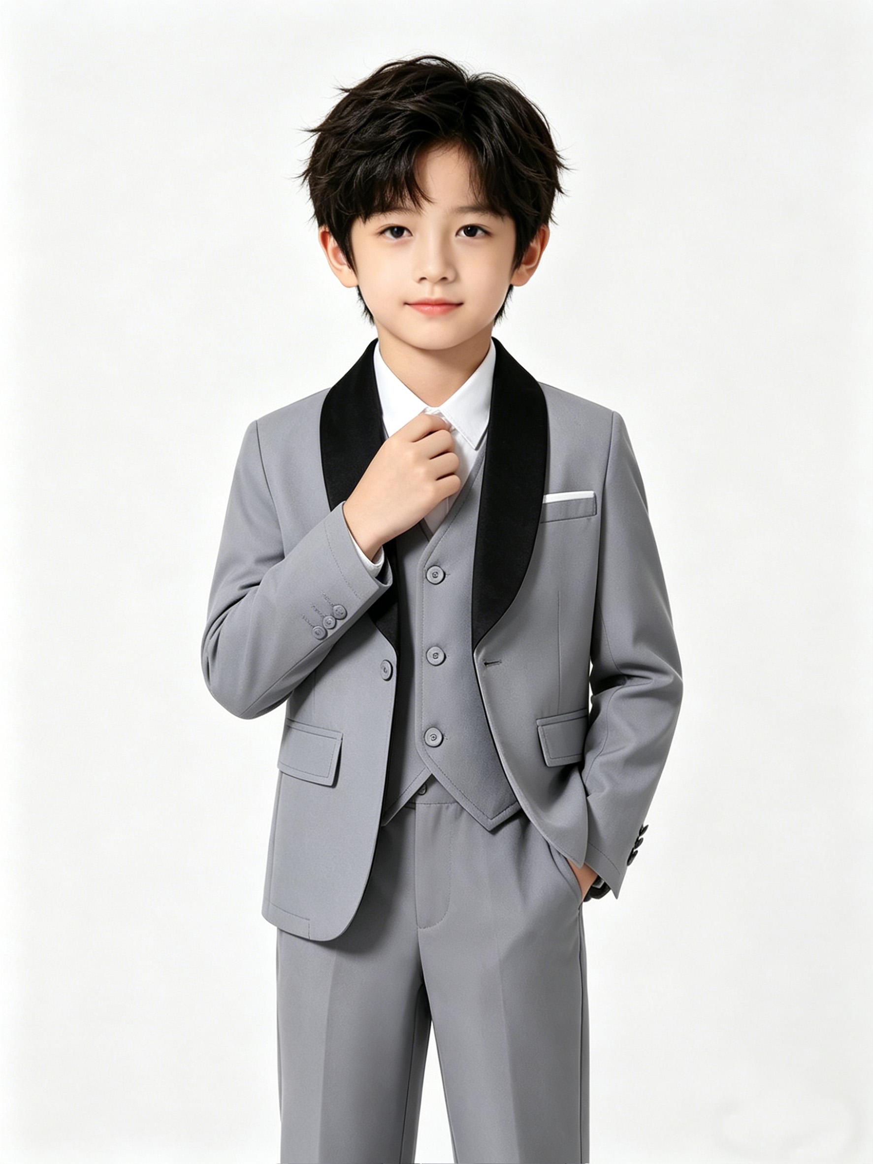 Tween Boy 3-Piece Gentleman Formal Suit Set for Weddings, Birthdays and Parties XS линкор серый