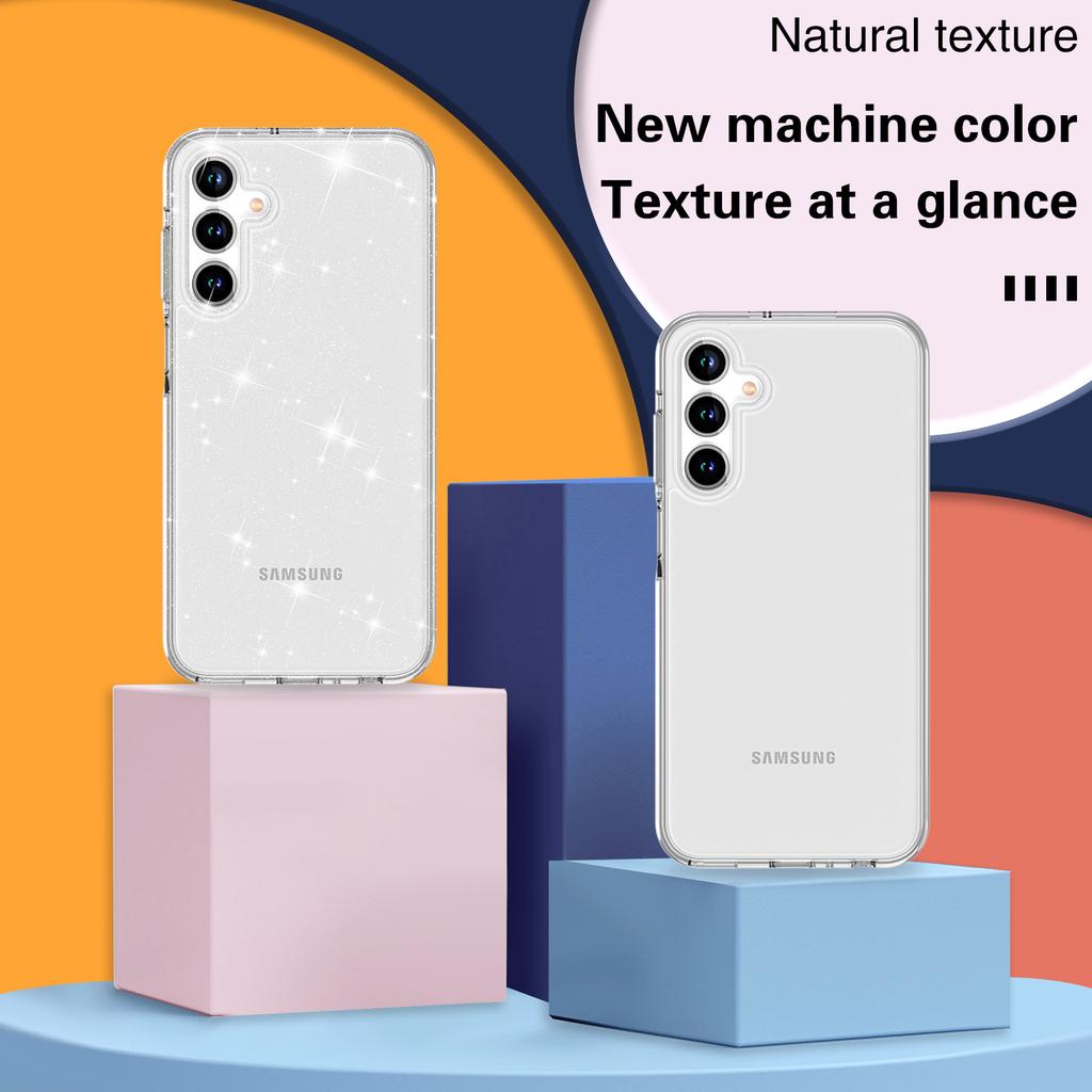 Cell Phone Cover for Samsung Galaxy A55 5G Case PC+TPU Anti-scratch Sparkly Glitter Mobile Shell