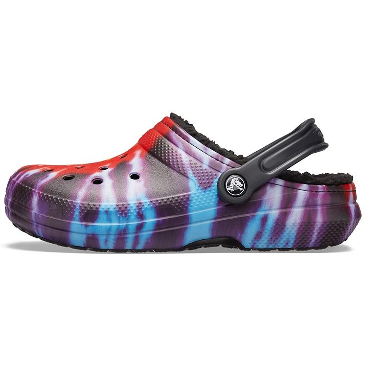 Crocs Classic Tie Dye Stay Warm Cozy Crocs Sports Slippers Unisex Purple Red Men s 206341-988 EU 43-44