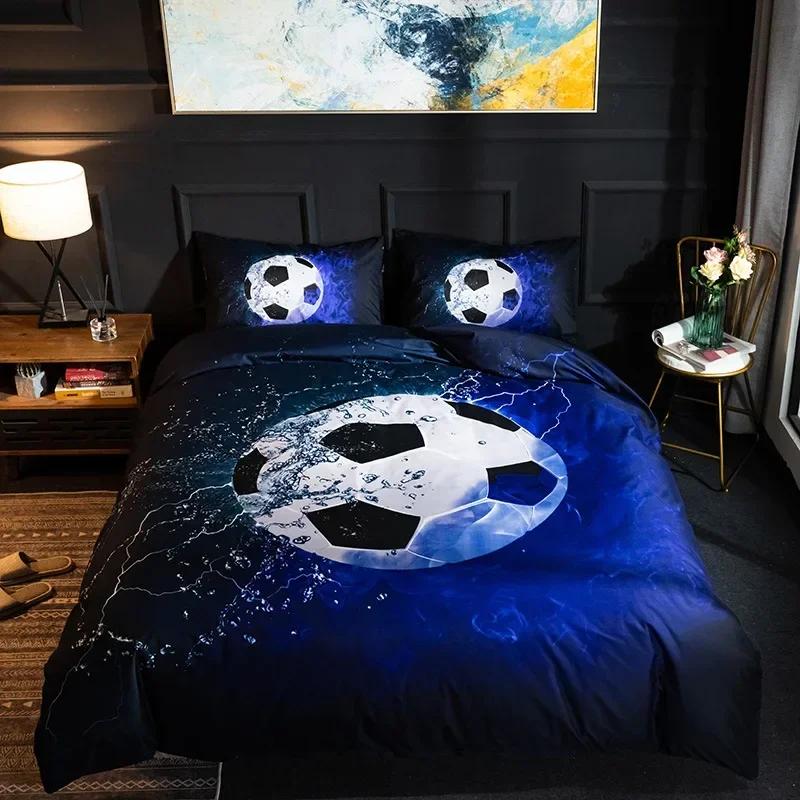 Ball Printing Duvet Cover King Size Football Basketball Sports Bedding Set Double Single Home Textile