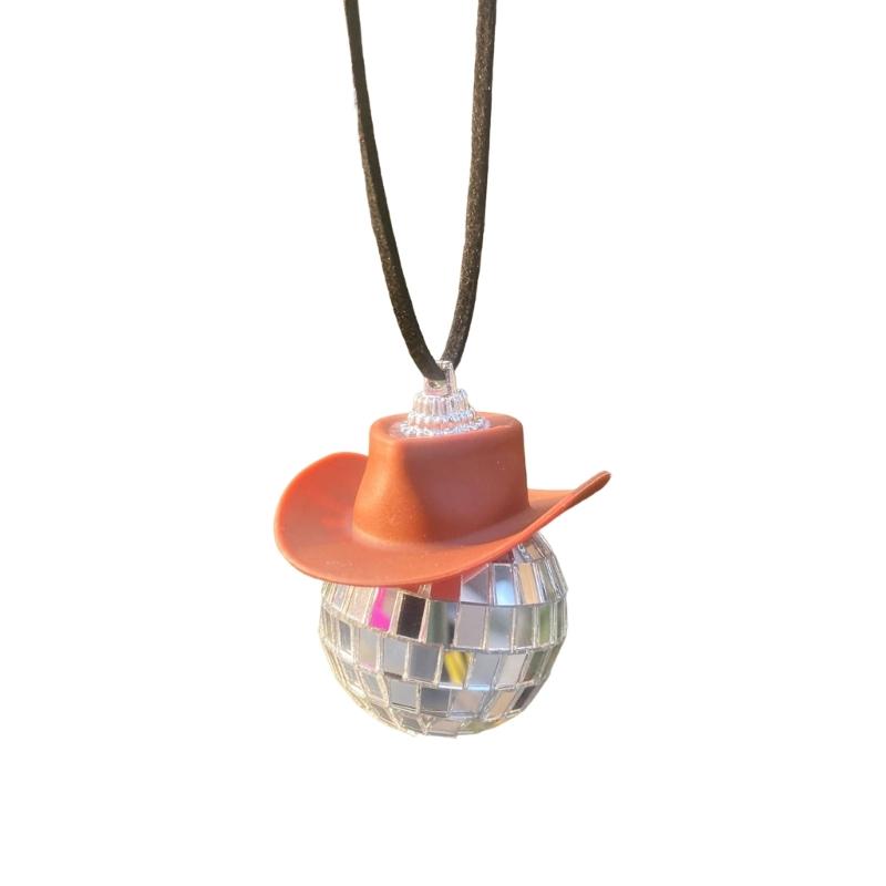 Pălărie roz de cowgirl cowboy, farmec pentru mașină, oglindă retrovizoare agățată, minge de discotecă, breloc decorativ, accesorii occidentale, geantă, decor mașină