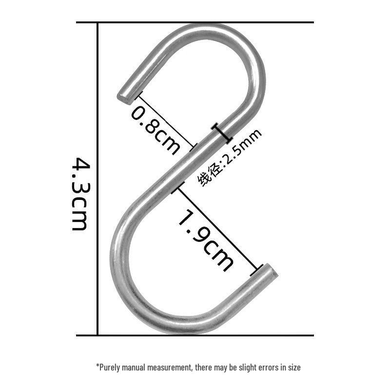 

Stainless Steel S-Shaped Hook for Hanging Cured Meat, Sausage, or Bathroom Use