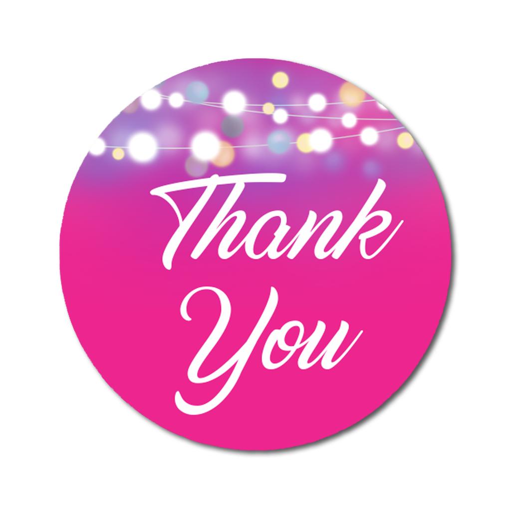 Darling Souvenir 45 Pcs Round String Lights Thank You Fuschia Pink Stickers DIY Envelope Seals-1.6