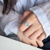 Korean Iridescent Moonstone Ring - Blue/White Gradient, Irregular Texture, INS Style