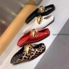 Fashion 2025 Show Style Fish Mouth Sandals Metal Buckly Flat Slippers Summer Fashion Sexy Professional Commuter Women Shoes Leopard Red