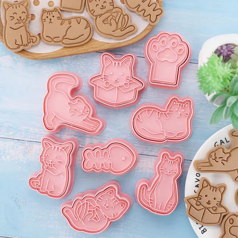 16pcs Set Animal Cookie Cutters Cat Type Stamp Embosser for Biscuit Pastry Bakeware Baking Cookies Molds Kitchen Accessories
